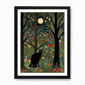 Cat In The Forest Style William Morris 4 Art Print