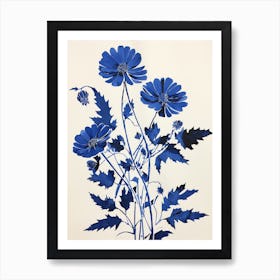 Blue Botanical Asters 3 Art Print