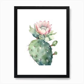 Spider Cactus Watercolour Drawing 1 Art Print