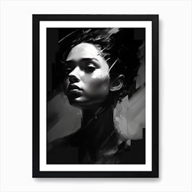 Portrait of a young woman with a compelling story etched on her face Art Print