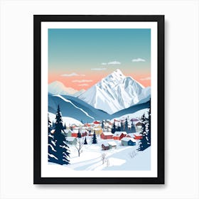 Retro Winter Illustration Banff Canada 2 Art Print