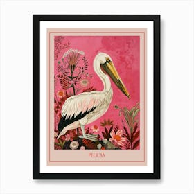 Floral Animal Painting Pelican 1 Poster Art Print