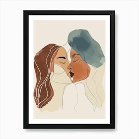 Two Women Kissing Style Abstract Art Print