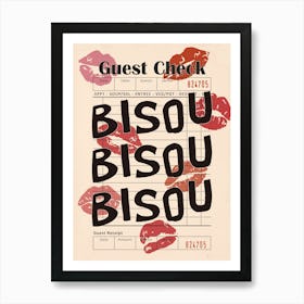 Bisou Bisou. Retro Guest Check Art Print