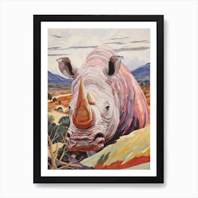 Up Close Rhino Patchwork Art Print