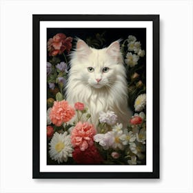 White Cat Rococo Style 4 Art Print