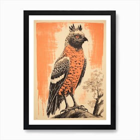 Harpy Eagle, Woodblock Animal Drawing 4 Art Print