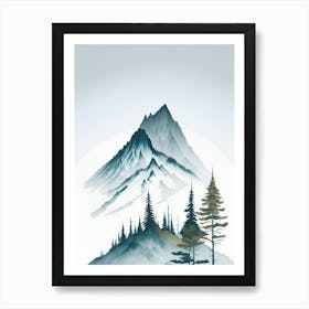 Mountain And Forest In Minimalist Watercolor Vertical Composition 19 Art Print