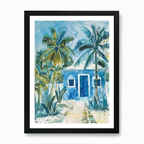 Blue House With Palm Trees 2 Art Print