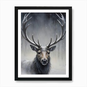 Deer In The Snow Art Print