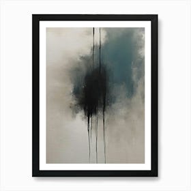 Scandi Japandi Abstract Beige, black and teal abstact artwork Art Print