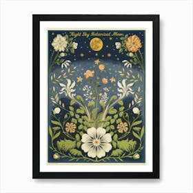 Night Sky Botanical Moon Art Print