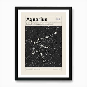 Aquarius Horoscope Zodiac Print Art Print