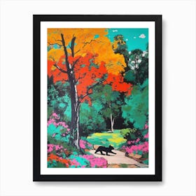 A Painting Of A Cat In Descanso Gardens, Usa In The Style Of Pop Art 02 Art Print