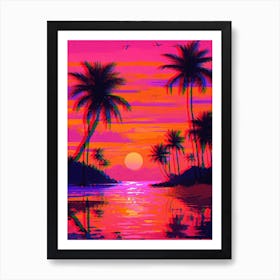 Sunset Palm Trees Art Print