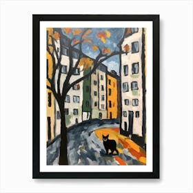 Painting Of Berlin With A Cat 2 In The Style Of Matisse Art Print