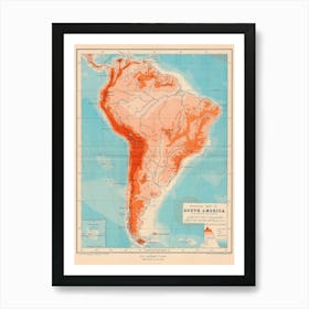 Map Of South America — retro map, vintage map print Art Print