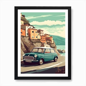 A Mini Cooper In Amalfi Coast Italy Car Illustration 2 Art Print