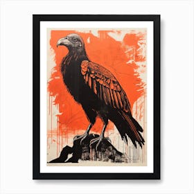 Vulture, Woodblock Animal Drawing 1 Art Print