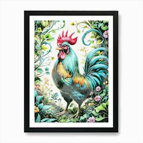 Rooster In Garden Nature Affiche