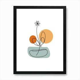 Flower In A Vase line art Art Print