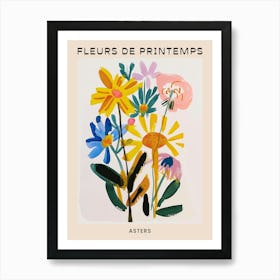 Spring Floral French Poster  Asters 4 Art Print