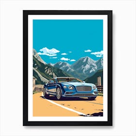 A Bentley Continental Gt In The Route Des Grandes Alpes Illustration 4 Art Print