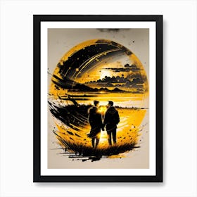 Two People Holding Hands'' Art Print