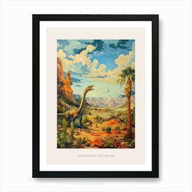 Dinosaur In The Canyon Desert Painting Poster Art Print