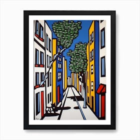 Painting Of Berlin With A Cat In The Style Of Pop Art, Illustration Style 3 Art Print