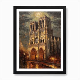 Notre Dame Paris France Van Gogh Style 2 Art Print