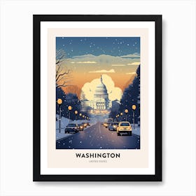 Winter Night  Travel Poster Washington Dc Usa 2 Art Print