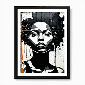 Vintage Graffiti Mural Of Beautiful Black Woman 10 Art Print