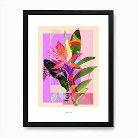 Heliconia 3 Neon Flower Collage Poster Art Print