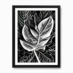 Camphor Leaf Linocut 1 Art Print