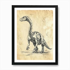 Sinornithosaurus Dinosaur Black Shading 2 Art Print