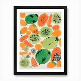 Cantalupe Fruit Drawing 1 Art Print