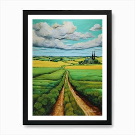 Green plains, distant hills, country houses,renewal and hope,life,spring acrylic colors.11 Art Print