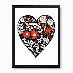 Floral Folky Heart 2 Art Print