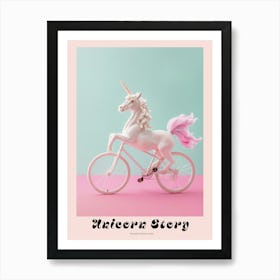 Toy Unicorn Riding A Bike Pastel Poster Art Print