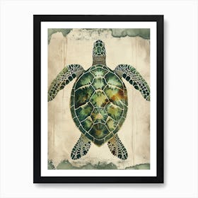 Vintage Sea Turtle Painting 3 Art Print
