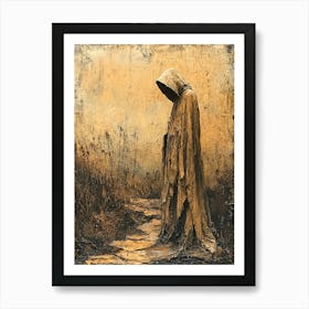 Mysterious Hooded Figure – Textured Dark Fantasy Art Print Art Print