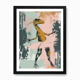 Dinosaur Dancing In A Tutu Pastels 4 Art Print