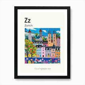 Kids Travel Alphabet  Zurich 3 Art Print