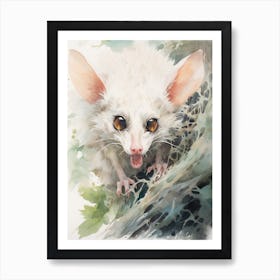 Light Watercolor Painting Of A Hissing Possum 4 Art Print