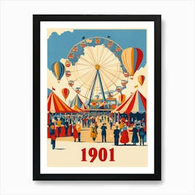 Aihrgdesign A Nostalgic Poster Of A 1901 Fairground With A Fe 175c30fc 4de8 4f74 95ae 83af8aee6ec5 2 Art Print