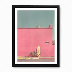 Pink Surfboard Art Print