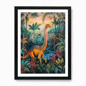 Dinosaur In The Jungle Painting 2 Póster