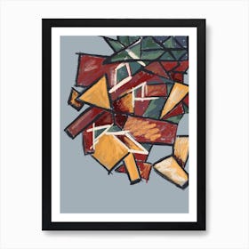 Abstract Shape Red Green Art Print