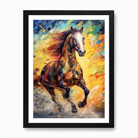 Running Horse Painting On Canvas 5 Art Print